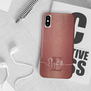 Stylish Girly Chic Maroon Glitzer Monogramm Name Case-Mate iPhone Hülle