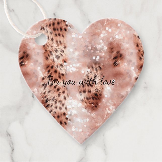 Stylish Girly Pink Rose Gold Glitzer Glitz Geschenkanhänger (Vorderseite)