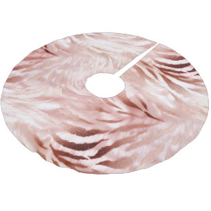 Stylish Girly Pink Rose Gold Zebra Glam Glitz Polyester Weihnachtsbaumdecke