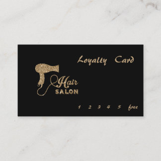 Stylish Glitter Hairdryer Black Loyalty Card Treuekarte