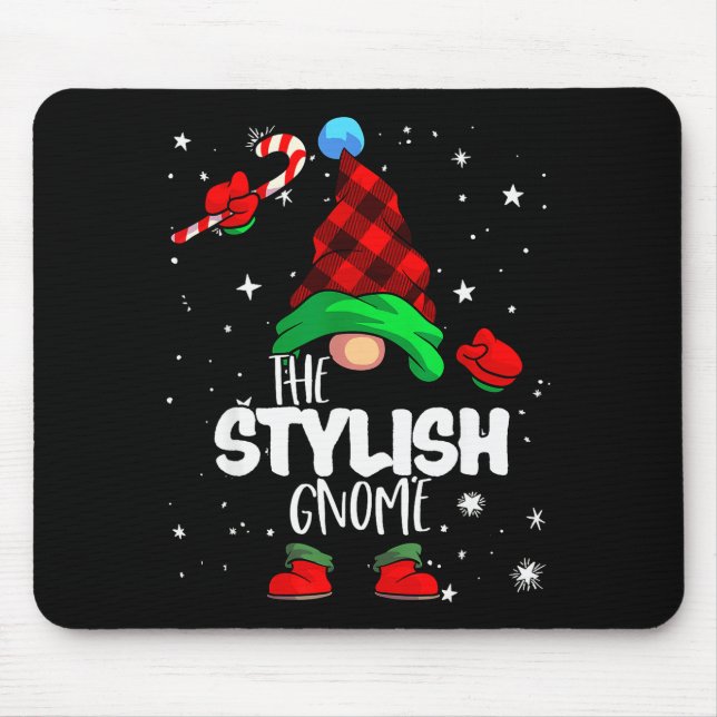 Stylish Gnome Red Buffalo Plaid Matching Family Ch Mousepad (Vorne)