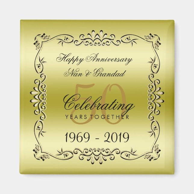 Stylish Gold 50. Hochzeitstag Magnet (Vorne)
