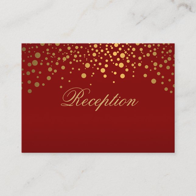 Stylish Gold Confetti Maroon Wedding Begleitkarte (Vorderseite)