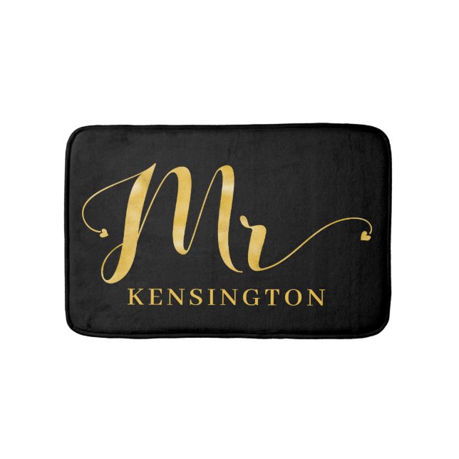 Stylish Gold Foil Typografie Mr New Husband Badematte (Vorderseite)