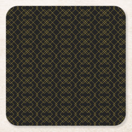 Stylish Gold Geometric Box Design Black Rechteckiger Pappuntersetzer