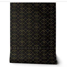Stylish Gold Geometric Box Design Black Tapete