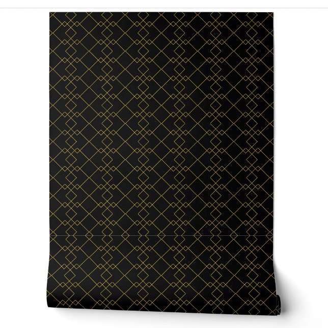 Stylish Gold Geometric Box Design Black Tapete (Abrollen)