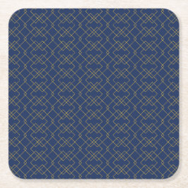 Stylish Gold Geometric Box Design Navy Rechteckiger Pappuntersetzer