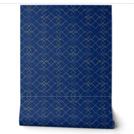 Stylish Gold Geometric Box Design Navy Tapete
