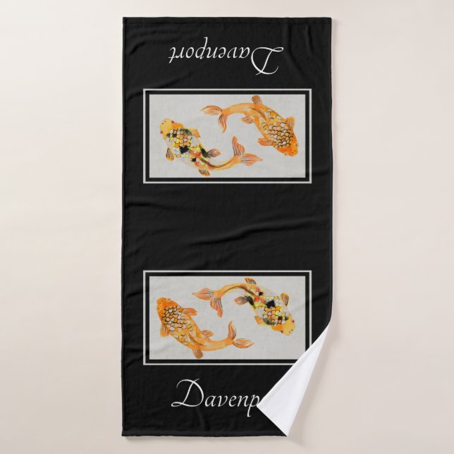 Stylish Gold Koi Fish Badhandtuch Set (Badehandtuch)