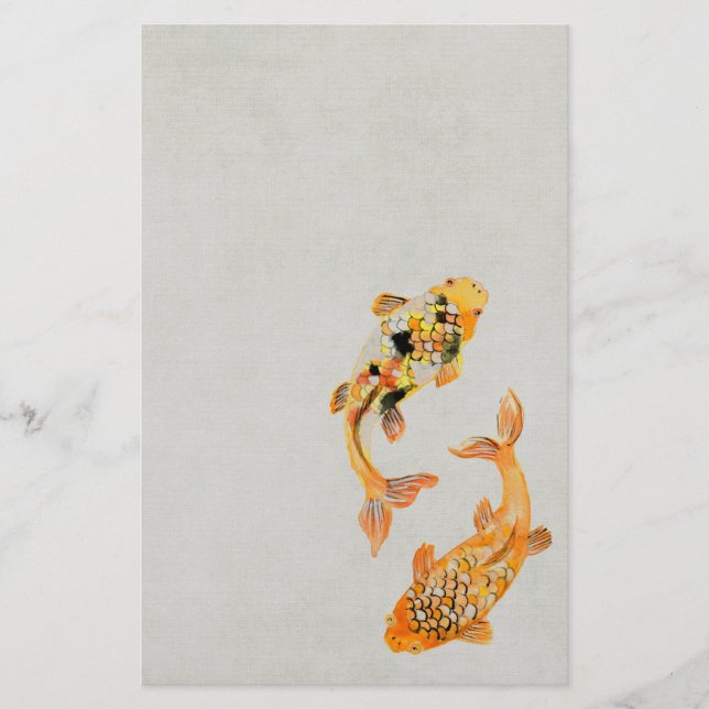 Stylish Gold Koi Fish Briefpapier (Vorderseite)