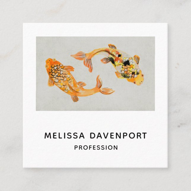 Stylish Gold Koi Fish Quadratische Visitenkarte (Vorderseite)