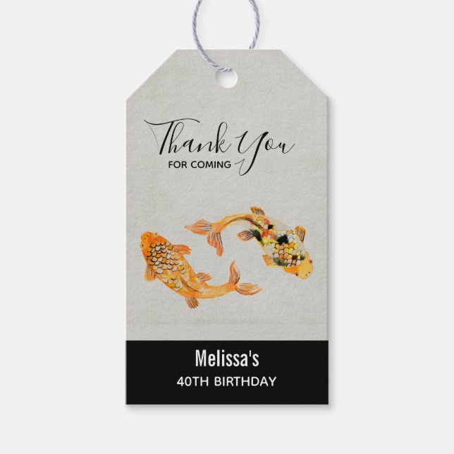 Stylish Gold Koi Fish Vielen Dank Geschenkanhänger (Vorderseite)