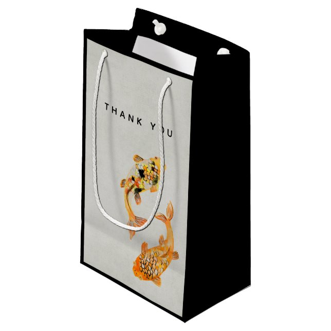 Stylish Gold Koi Fish Vielen Dank Kleine Geschenktüte (Vorderseite Schrägansicht)