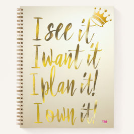 Stylish Gold Schrift Elfenbein Motivational Notizbuch