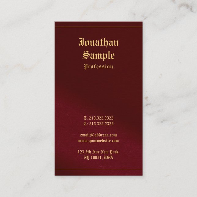 Stylish Gold Text Font Classic Luxurious Look Visitenkarte (Vorderseite)