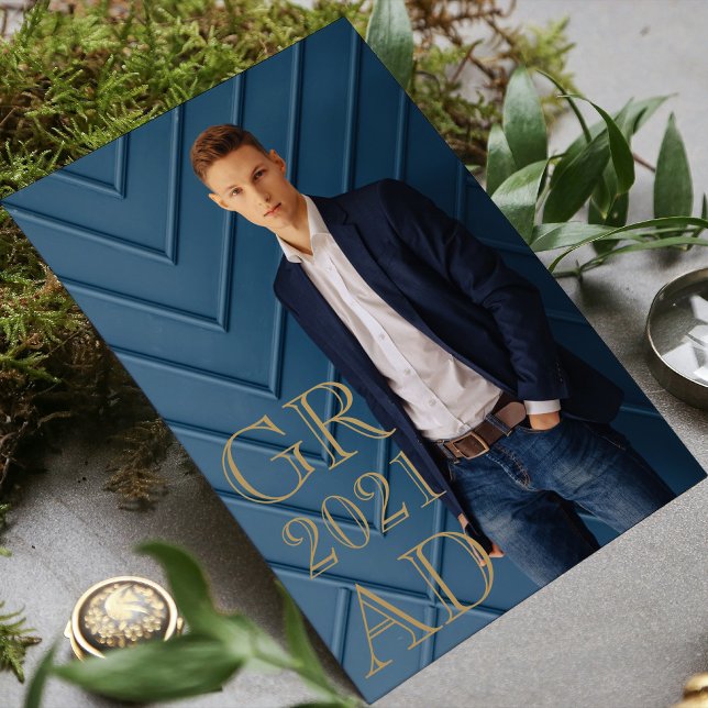 Stylish Grad Photo Date Graduation Invitation (Créateur téléchargé)