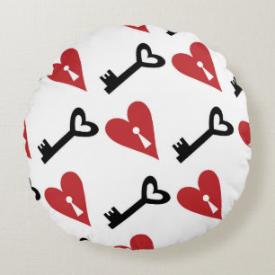 Stylish graphic seamless pattern with hearts and k rundes kissen