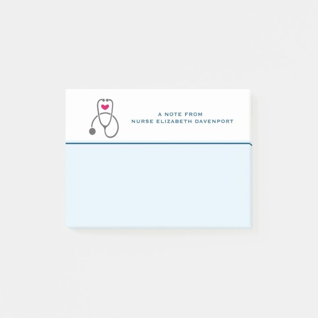 Stylish Gray Nursing Stethoscope Illustration Post-it Klebezettel (Vorderseite)
