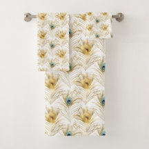 Stylish Green Gold Peacock Feathers