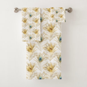 Stylish Green Gold Peacock Feathers