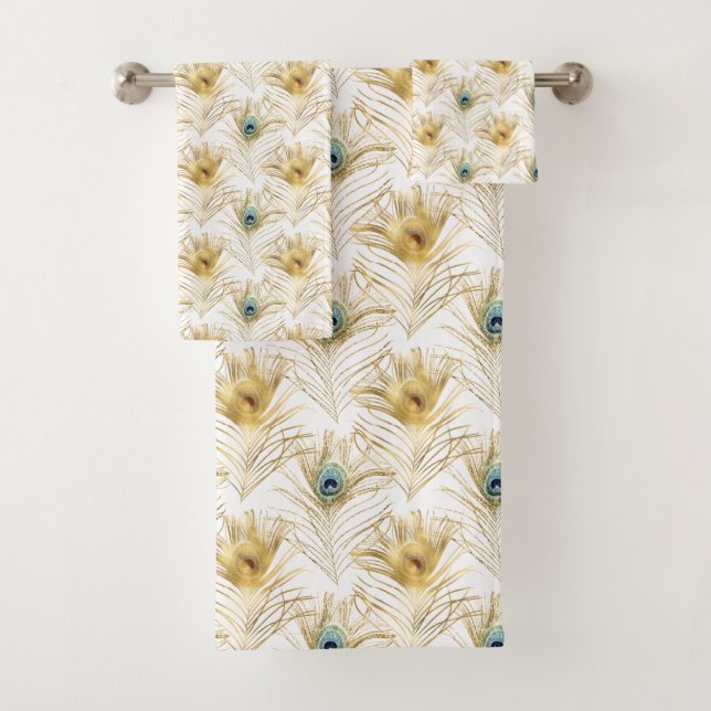 Stylish Green Gold Peacock Feathers (En situation)