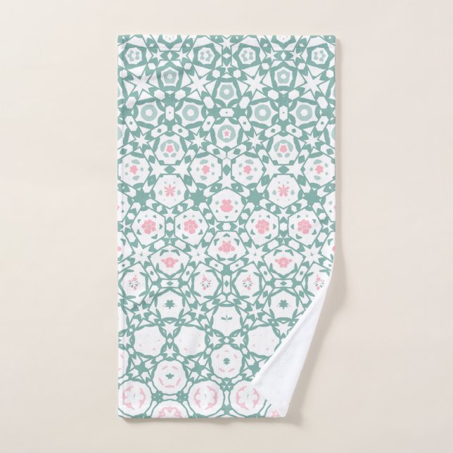 Stylish Green Rose Geometric Exercise Hand Towel Handtuch (Handtuch)