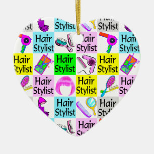 STYLISH HAIR STYLIST CHRISTMAS ORNANAS KERAMIK ORNAMENT