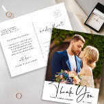 Stylish Hand Lettered Wedding Foto Vielen Dank Postkarte<br><div class="desc">Sie können diese Postkarte für Hochzeiten,  Abschluss,  Verlobungen,  Jubiläen oder besondere Veranstaltungen verwenden. Für eine weiter gehende Anpassung dieses Designs klicken Sie bitte auf den BUTTON BLAU DESIGN TOOL oben!</div>