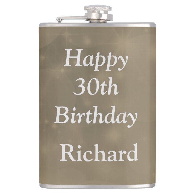 Stylish Happy 30. Geburtstag Flachmann (Vorderseite)
