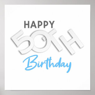 Stylish Happy 50th Birthday Typography Poster