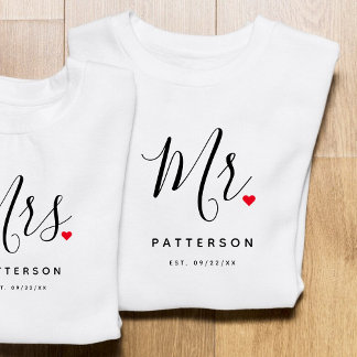 Stylish Herr Custom Nachname & Date Wedding T-Shirt