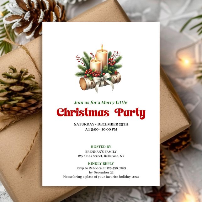 Stylish Holly Berries Christmas Invite Card Einladung (Stylish Holly Berries Christmas Invite Card)