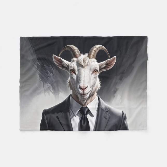 Stylish horned figure in sharp formal attire art fleecedecke (Vorderseite (Horizontal))