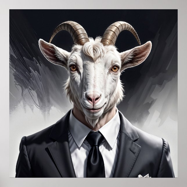 Stylish horned figure in sharp formal attire art poster (Vorne)