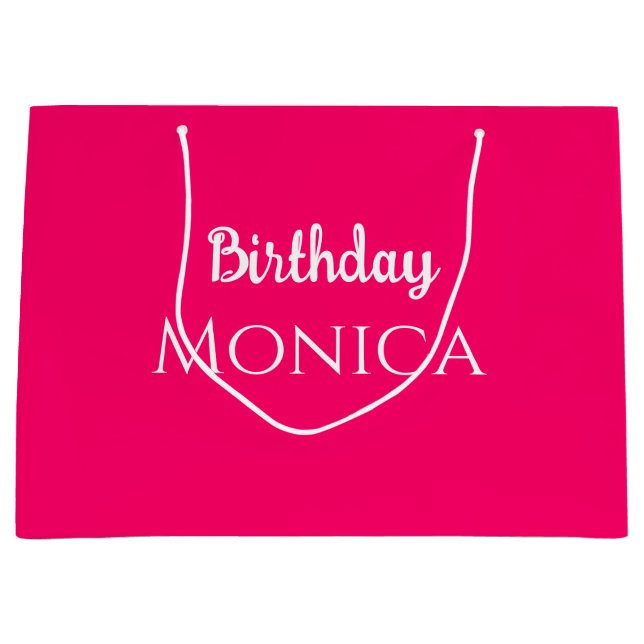  stylish hot pink birthday personalized name  große geschenktüte (Vorderseite)