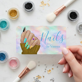 Stylish Iridescent Opal Nail Art Manicurist Artist Visitenkarte