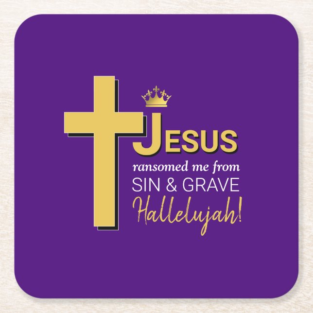 Stylish JESUS RANSOMED ME Christlich Rechteckiger Pappuntersetzer (Vorderseite)