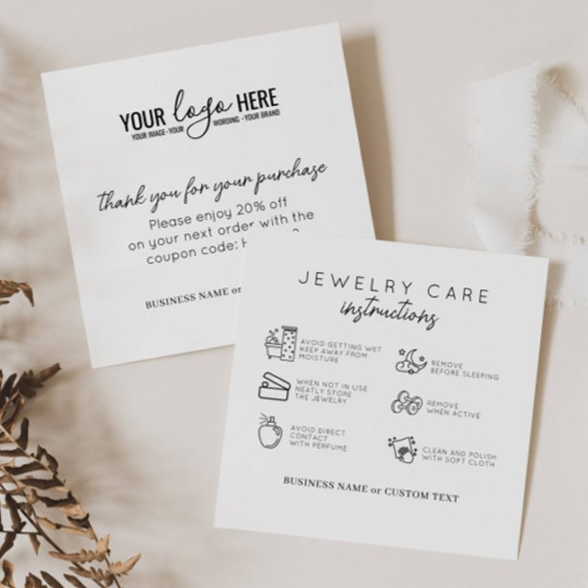 Stylish Jewelry Care Instructions Business Logo Begleitkarte (Von Creator hochgeladen)