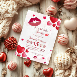 Stylish  Kiss Miss Goodbye Red Lips Bridal Shower Einladung