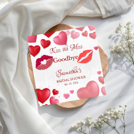 Stylish  Kiss Miss Goodbye Red Lips Bridal Shower Serviette