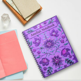 Stylish Lavender Floral Brocade Notizblock