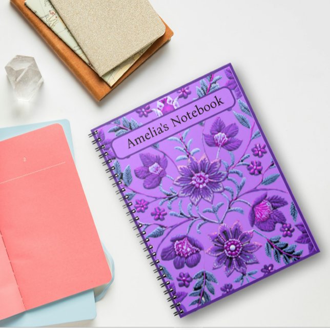 Stylish Lavender Floral Brocade Notizblock (Von Creator hochgeladen)