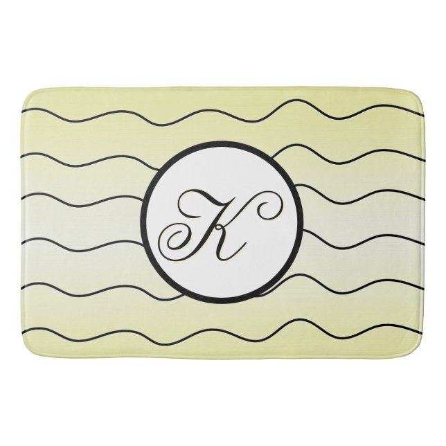 Stylish Lemon Zest Yellow Family Surname Initial Badematte (Vorderseite)