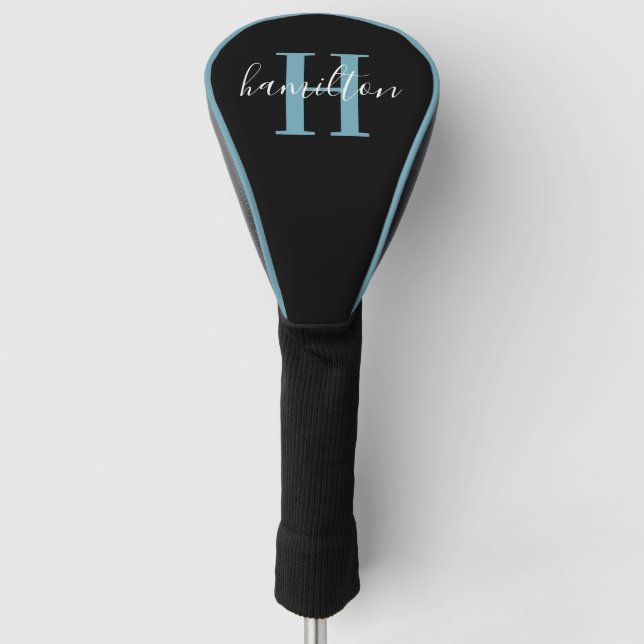 Stylish Light Blue Custom Monogram Name Initial Golf Headcover (Vorderseite)