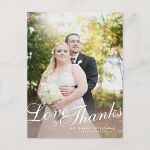 Stylish Light Modern Script Love Thanks Carte post