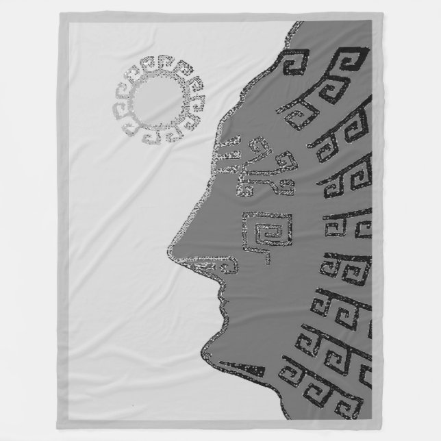 Stylish Machu Picchu Zeichnend auf der Silver Gray Fleecedecke (Vorderseite)