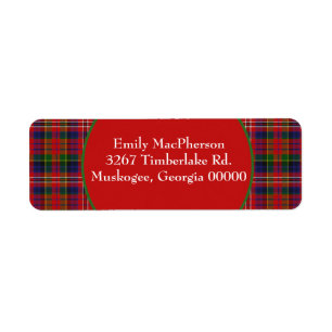 Stylish MacPherson Tartan Kariert Address Label