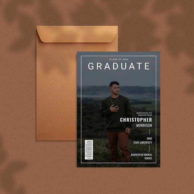 Stylish Magazine Couverture photo Faire-part des d (Stylish Magazine Cover Photo Graduate Announcement)