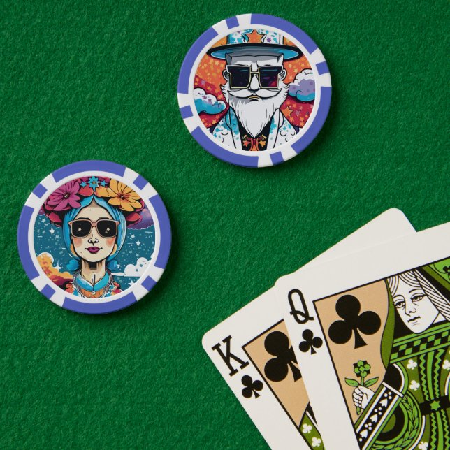Stylish Man Postcard Pokerchips (Pokertisch (doppelt))
